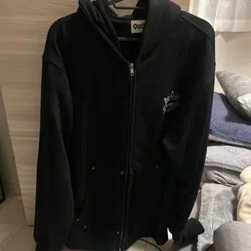 9090 블랙 풀 지퍼 후드티