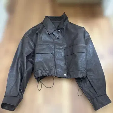 가죽 자켓 브라운 짧은 기장