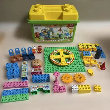 [전 부품 있음] 호빵맨 커다란 관람차의 빙글빙글 놀이공원 블록 바케츠