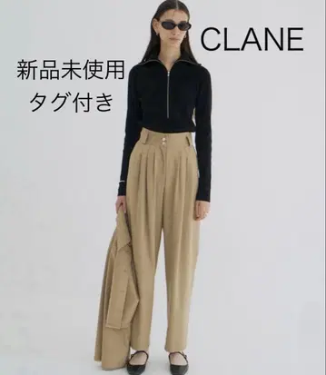 CLANE 와이드 벨트 턱 팬츠 베이지 사이즈 2