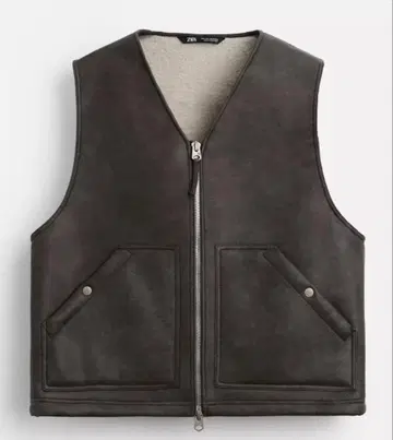 ZARA 인조 가죽 리버서블 베스트 M (JP M)