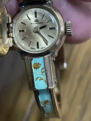 BUCHERER 수동 와인딩 아날로그 시계 골드 스카이블루