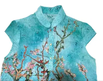 컨디션 최상 브랜드 프랑스 슬리브리스 시어 실크 원피스 올 패턴