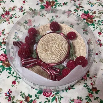 핑크하우스 체리의 일요일 밀짚모자 코사지