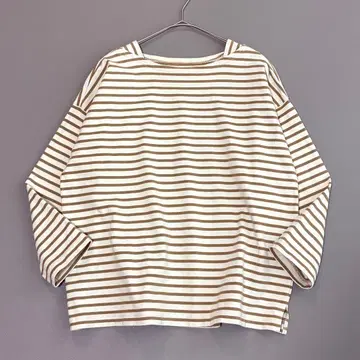 네스트로브 보더 티셔츠 바스크 셔츠 코튼 100% 베이지 계열