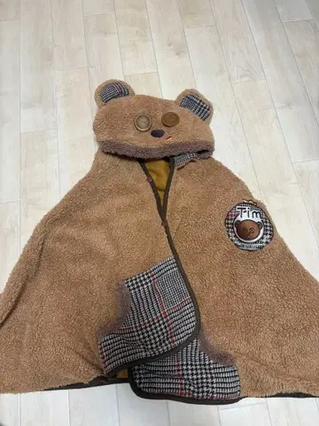 곰 후드 부착 플리스 판초