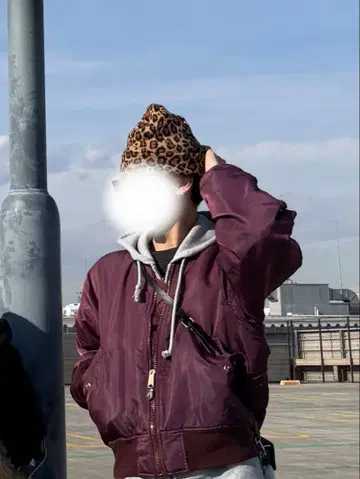 레오파드 무늬 비니 레오파드