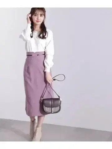 PROPORTION BODY DRESSING 벨트 타이트 스커트 핑크