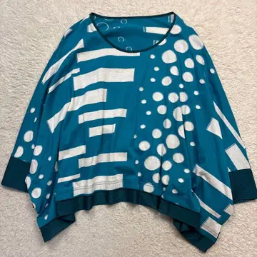 EIKO KONDO 에이코 콘도 판초 스타일 풀오버 도트 블루