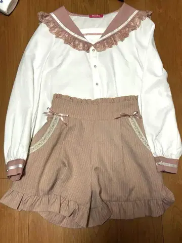 MA*RS 셋업 프릴 리본 양산계 지뢰계 핑크 (새상품급 미사용)