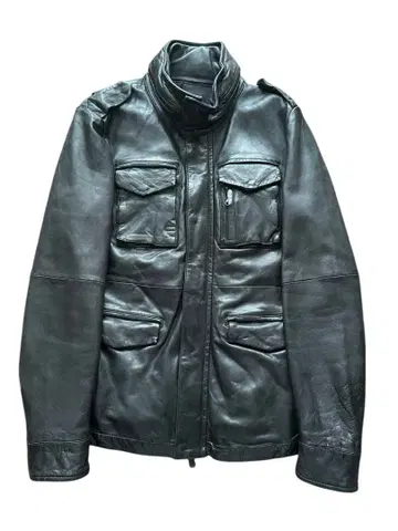 lambskin high neck military jacket