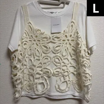 시마무라 TYTYCLAPPY 크로셰 뷔스티에 티셔츠 세트 L 꽃