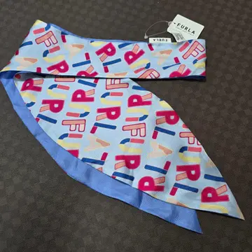 택 포함 새상품 훌라 FURLA 실크 리버서블 내로우 스카프