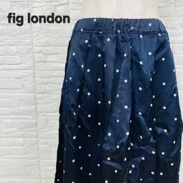fig london 피그 런던 네이비 도트 무늬 플레어 스커트 일본제