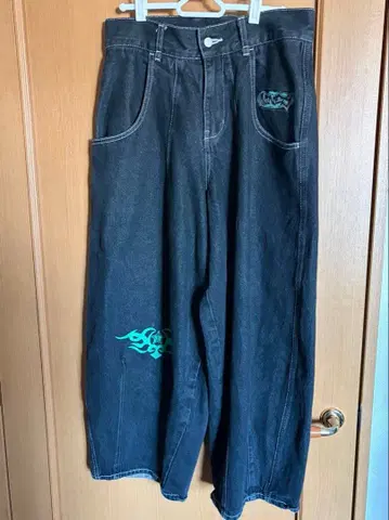 9090 벌룬 데님 와이드 배기 블랙