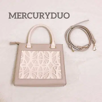 새상품급 MERCURYDUO 모티브 패턴 컷워크 숄더 BAG 베이지