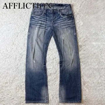 AFFLICTION 애프릭션 플레어 데님 팬츠 y2k 00s 자수