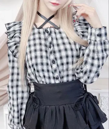MARS 새틴 프릴 블라우스 리본 포함 스나계