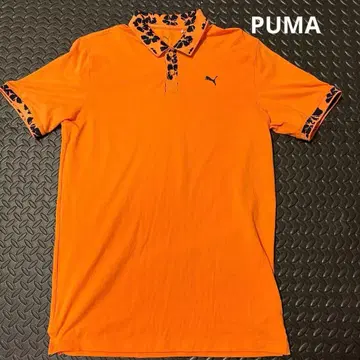 Puma 오렌지 피케 셔츠 꽃무늬 옷깃