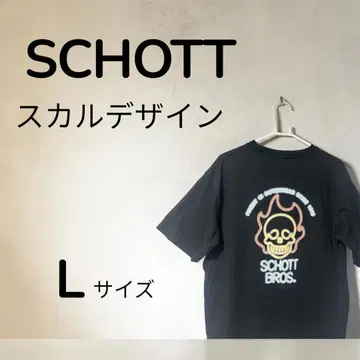 SCHOTT 스컬 디자인 블랙 티셔츠