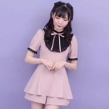 시크릿 허니 스탠드 카라 스트라이프 셋업