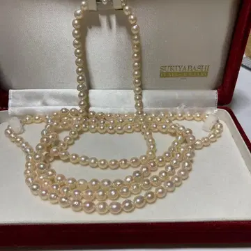 쇼와 레트로 진주 롱 목걸이 148cm