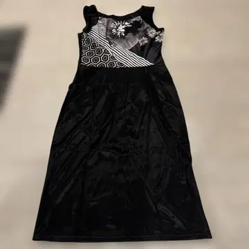 클래스 로베르토 카발리 블랙 슬리브리스 롱 원피스