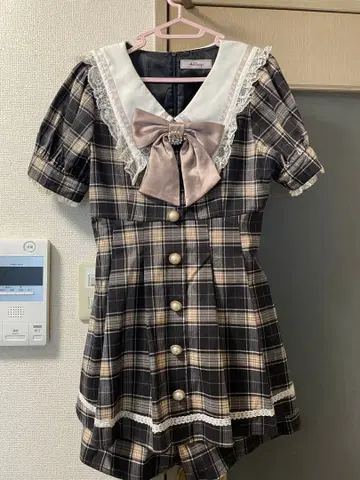 AnkRouge 체크 무늬 반팔 미니 원피스