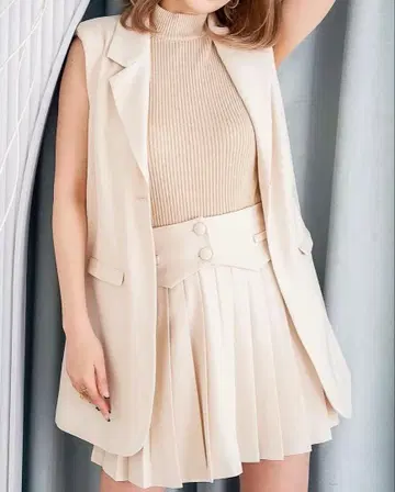 Darich 슬리브리스 자켓 플리츠 미니 스커트 셋업