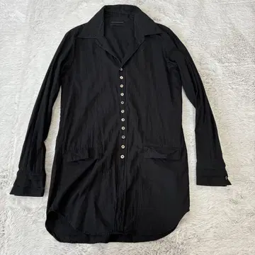 Diet butcher slim skin 롱셔츠 다중 버튼 블랙