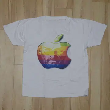 Apple 기업 T셔츠 90s 스티브 잡스 레인보우 로고