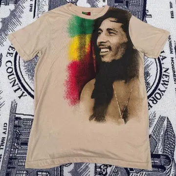 00s Bob Marley 아티스트 티셔츠 레게 레어 컬러 라스타 M