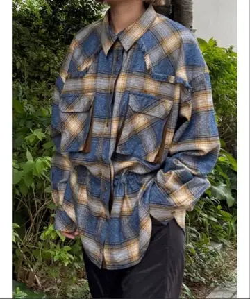 ELCHELE BLOUSING CHECK SHIRT 블루