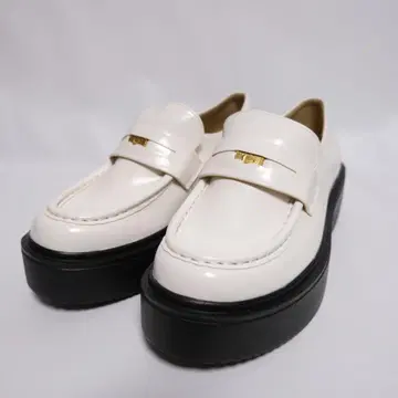 미사용 HARUTA 통굽 화이트 로퍼 M 23.5