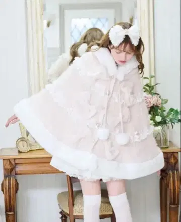 LIZLISA 밀푀유 레이스 판초 핑크