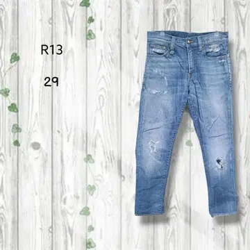 알써틴 R13 스케이트 데미지 데님 팬츠 스트레치 블루