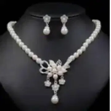 새상품 담수 진주와 크리스탈의 브라이덜 액세서리 세트