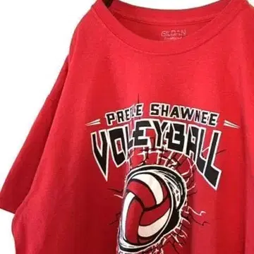 길단 배구 PREBLE SHAWNEE 티셔츠 레드 빨간색 구제 의류