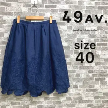 49AV. junko shimada 자수 플레어 스커트 린넨 100%