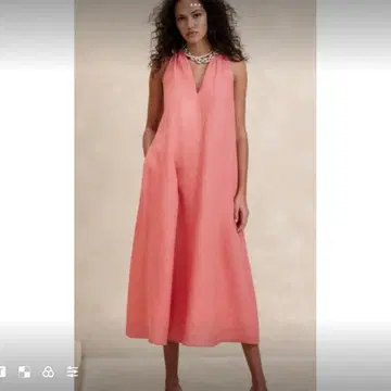 새상품급 바나리파 Pauline 린넨 미디 드레스 린넨 코랄 핑크