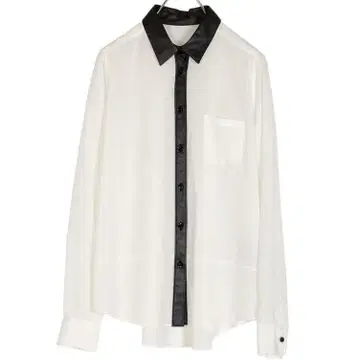 로이스크레용 Lois CRAYON 시어 가죽 옷깃 블라우스 비침