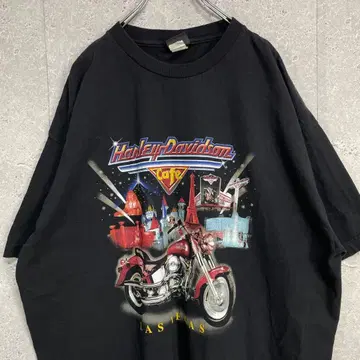 할리데이비슨 카페 양면 프린트 라스베가스 블랙 T셔츠 2XL