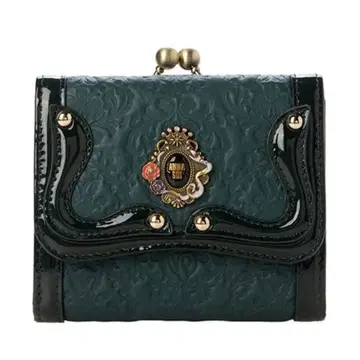 [새상품] ANNA SUI 안나수이 셀팡 백사 이중 지갑 그린 녹색