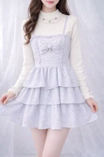 새상품급 Ank Rouge x axes 양산 세트 블루 JSK 봄