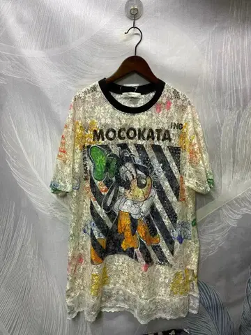 하나뿐인 구제 의류 레이스 덧댐 캐릭터 T셔츠 개성파 Y2K 스트릿