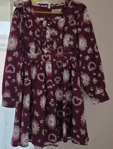 Ank Rouge 플라워 원피스 와인 레드