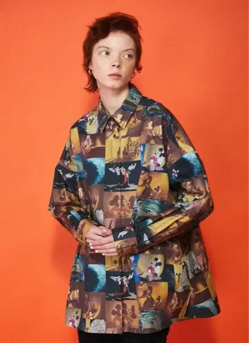 MOUSSY 디즈니 미키 판타지아 롱 셔츠