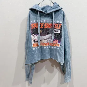 NASA 스페이스 셔틀 맨투맨 후드티 [ L ] 크롭 기장 속기모