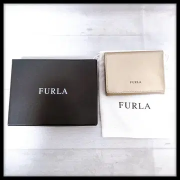 FURLA 훌라 3단 폴더형 지갑 골드 계열 상자 수납 가방 포함