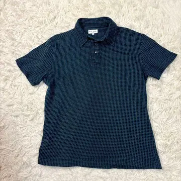 새상품급 폴스미스 반팔 셔츠 M 네이비 체크 요철